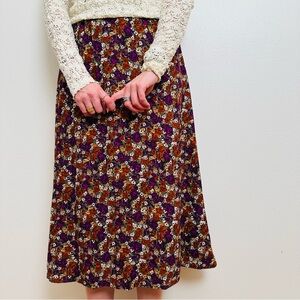 Vintage Handmade Floral Midi Skirt Boho Floral